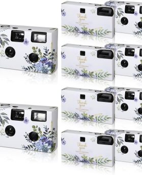 Kanayu 10 Pack Disposable Camera for Wedding Floral 35mm Single Use Film Camera with Flash One Time Use Camera for Anniversary Concert Travel Camp Party Supply Gift Honeymoon(Blue Poppy)