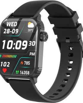 Smart Watches for Men Women, 1.85'' AMOLED HD Fitness Tracker with 100+ Sports Modes, Smartwatches with Bluetooth Call/Heart Rate/Sleep Monitor/Pedometer, IP68 Waterproof Watch for Swimming, Black